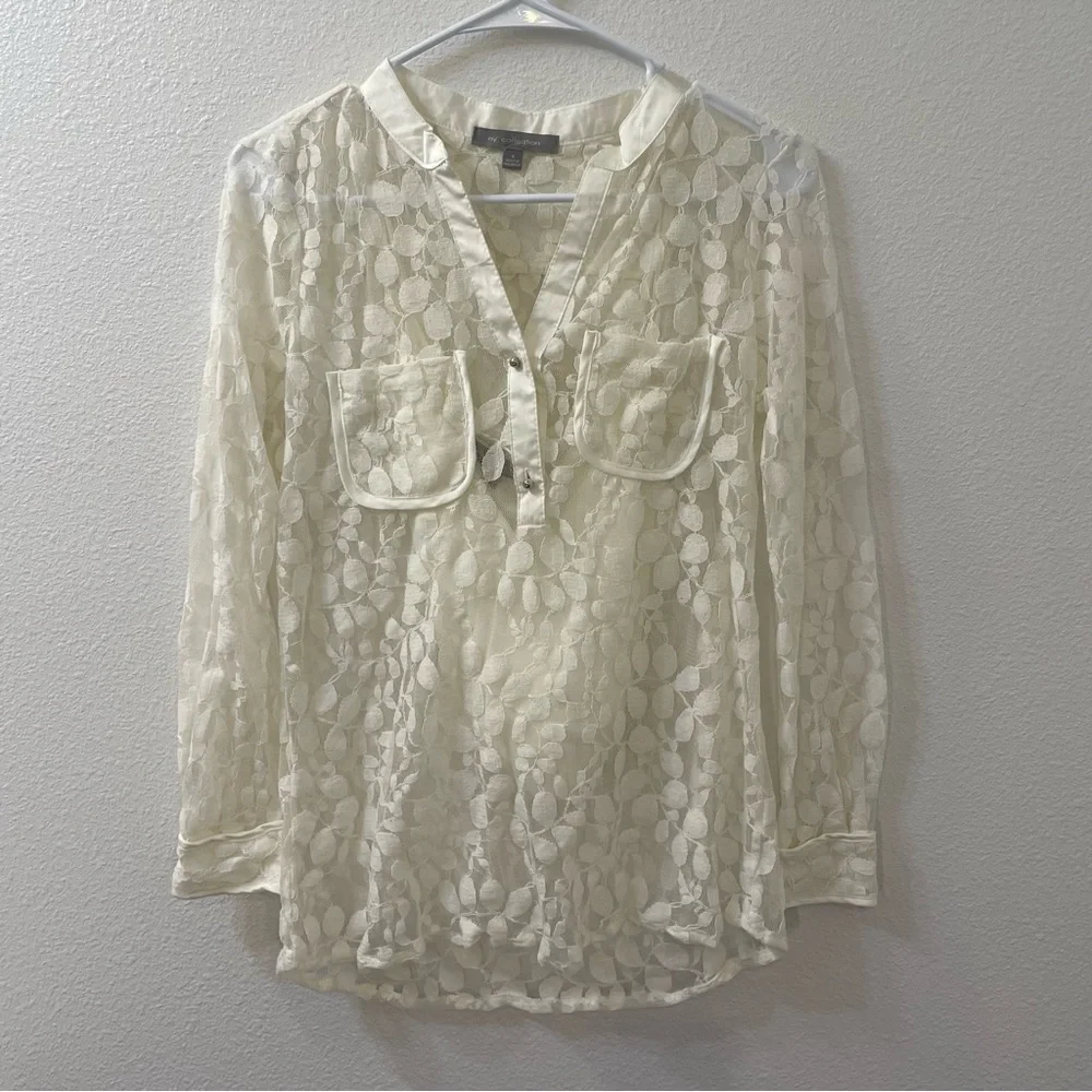 Ny collection floral blouse white small - Picture 1 of 3